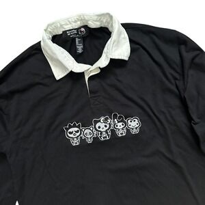 Forever 21 x Hello Kitty Friends Skeleton Kawaii Button‎ Top Black LS Shirt Sz S